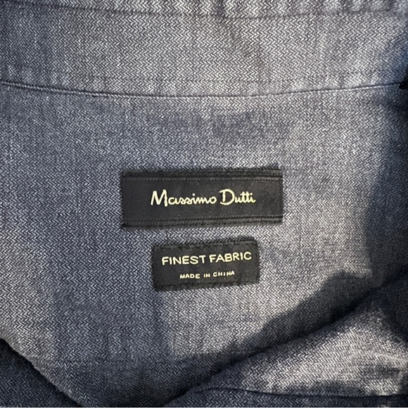 MASSIMO DUTTI Men’s Long Sleeve Casual Light Flannel Size L w/Plaid Elbow Patch - Picture 5 of 6